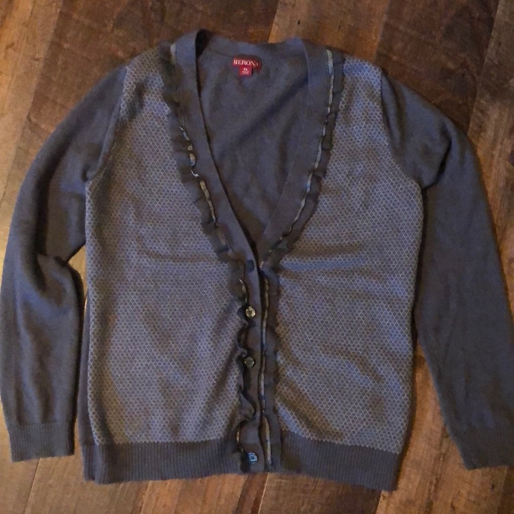 Merona Gray Ribbon Cardigan